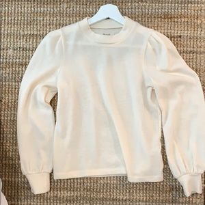 Madewell ivory puff-sleeve sweater XS